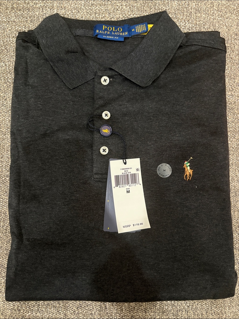 Polo by Ralph Lauren Men's Dark Charcoal Polo with Embroidered Pony
